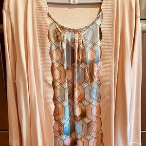 Alfred Dunner Pink and Blue Geometric Blouse